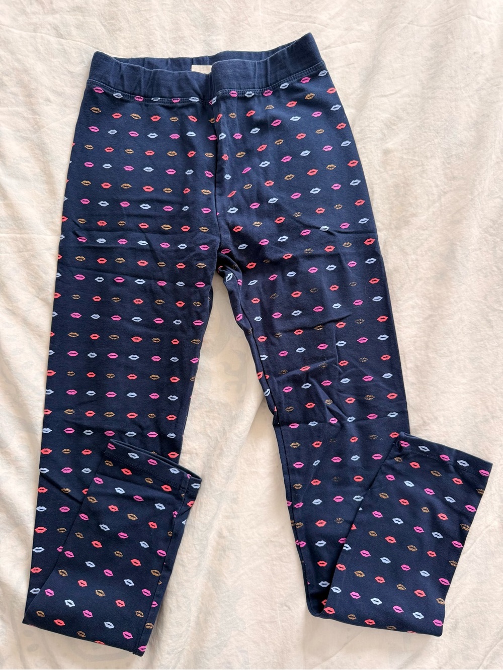 Crewcuts girls Navy Lip Print Leggings